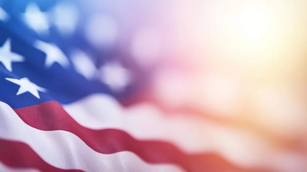 Waving American flag with vibrant colors and soft focus effect.
