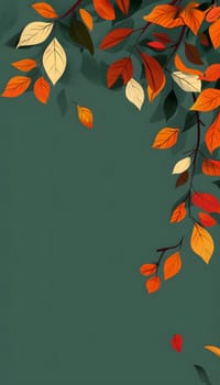 Vibrant autumn leaves cascading on a green backdrop, perfect for seasonal designs.