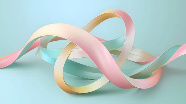 Elegant swirling colorful ribbons on a soft gradient light blue background