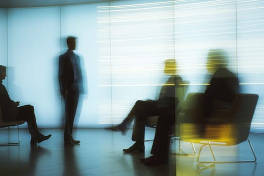 Two business professionals engage in a discussion within a modern meeting room, symbolizing collaboration and strategic planning in a corporate environment.