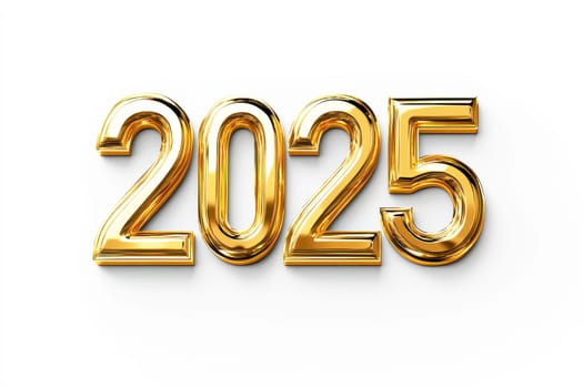 golden 3d text celebrating new year 2025..