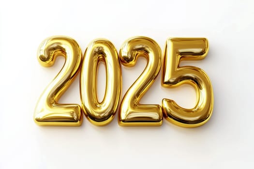golden 3d text celebrating new year 2025..