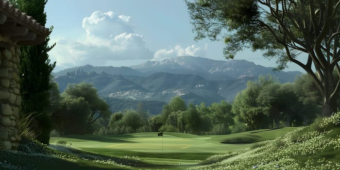Lush landscape with mountains under a serene sky, ideal for scenic projects.