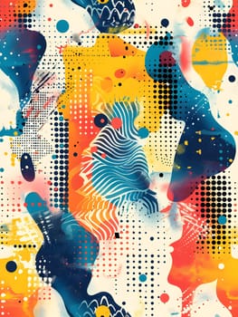 A vibrant textile featuring electric blue polka dots on a white background, creating a dynamic pattern reminiscent of a creative organism in visual arts