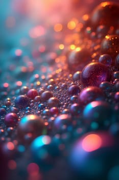 A captivating arrangement of colorful bubbles captures light beautifully, creating an abstract effect in a unique artistic exploration - Generative AI