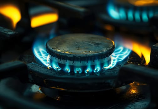 Close-up of gas stove flame.