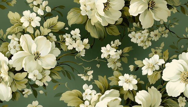 Seamless pattern tile background flowers and floral leaves plants. High quality photo