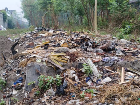 Image showing a littered area with various waste materials scattered across a natural setting, highlighting environmental pollution and the need for cleanup efforts to restore nature.