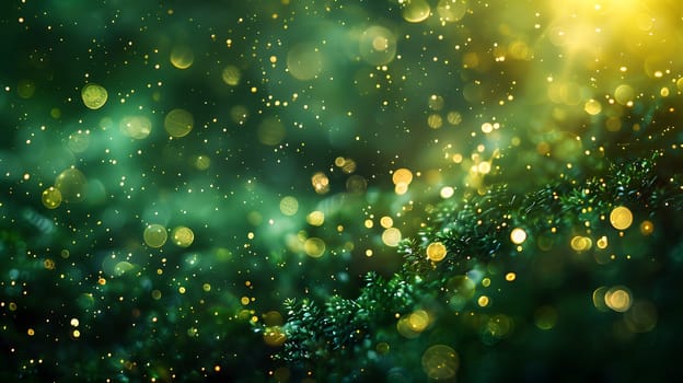 Abstract background with green and yellow glittering lights, suitable for designs