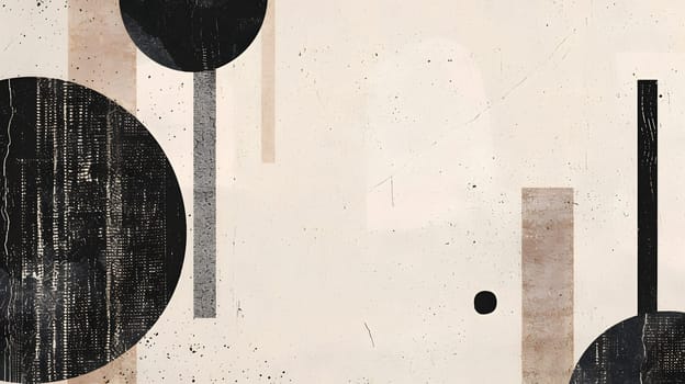 Modern abstract geometric shapes on a distressed textured white background