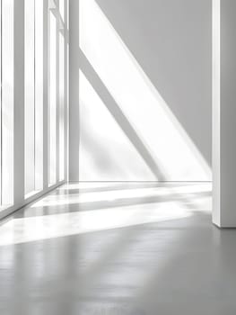 Interior space designed with minimalism, natural light, and geometric shadows
