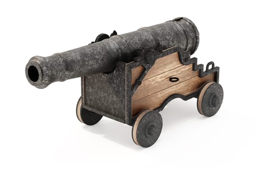 Vintage cannon isolated on white background. 3D illustration.