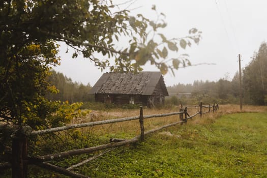 Scenic picturesque landscape view. farmland, meadows and trees in autumn. scenic image of picturesque rural nature in countryside in autumn. Serene peaceful nature countryside. High quality photo