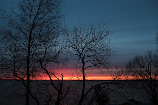Colorful cloudy sky at sunset. Gradient color. Sky texture. Beautiful abstract nature sunset as background.
