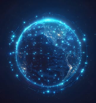 Digital Earth with glowing network, representing global connectivity technology