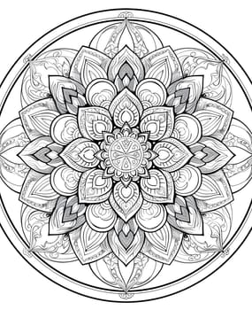 Detailed mandala with geometric patterns, perfect for coloring enthusiasts