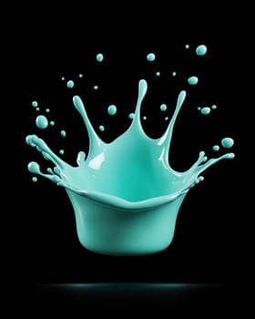 vibrant turquoise splash of liquid creates dynamic visual effect.
