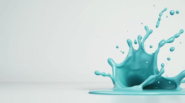 vibrant turquoise splash of liquid creates dynamic visual impact.