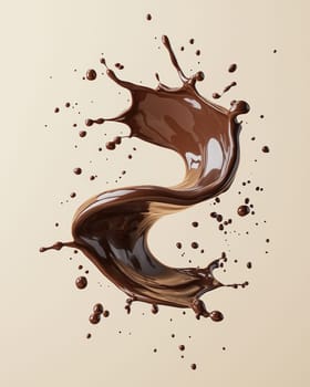 Creamy thick chocolate milk splash in mid air creates delightful scene.