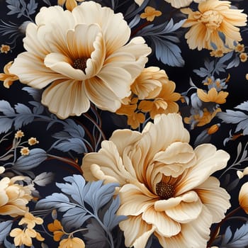 Seamless pattern tile background flowers and floral leaves plants. High quality photo