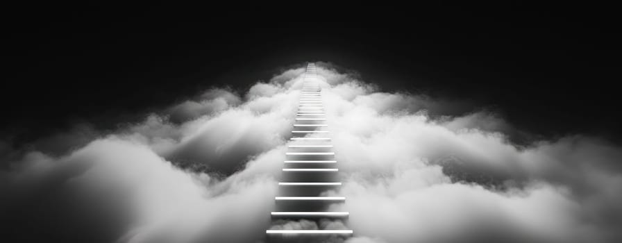 Staircase leading into clouds, symbolizing dreams and aspirations.