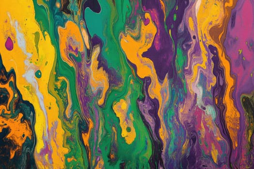 Vibrant and colorful abstract splash artwork perfect for Mardi Gras celebrations, enhancing any festive mood with its lively design and cheerful tones.