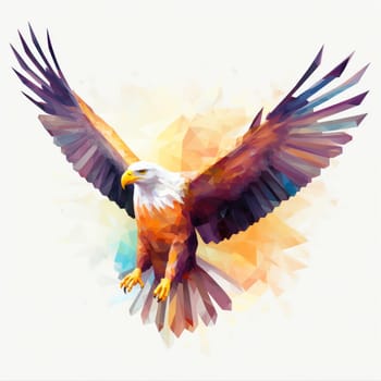 Polygonal multicolor image of a flying eagle