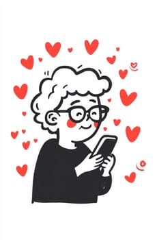 An elderly woman with a phone in her hands on a white background. High quality photo