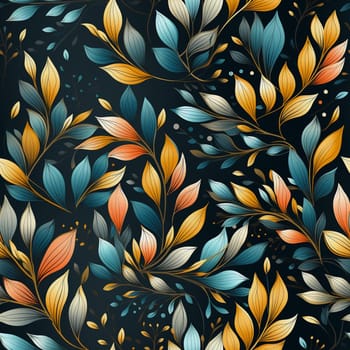 Seamless pattern tile background flowers and floral leaves plants. High quality photo