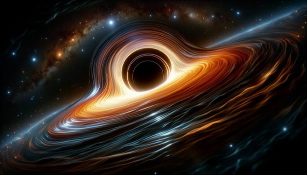 An illustration showcasing a black hole, the powerful gravitational force at the center of a galaxy.