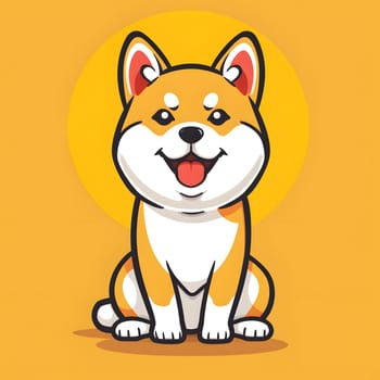 Adorable cartoon dog with a joyful expression on a vibrant yellow background
