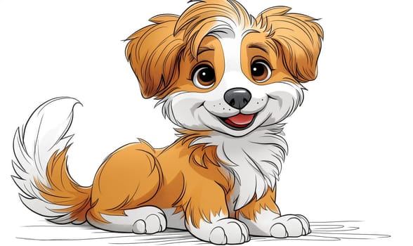 Illustration of a smiling dog, puppy on a white background. Selective focus.