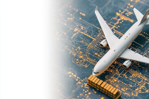 A conceptual image showcasing an airplane with cargo, representing innovative logistics and supply chain management. Ideal for global trade and transportation themes.