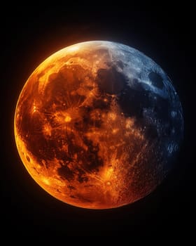 Fantastic supermoon on a dark sky background. Selective focus.