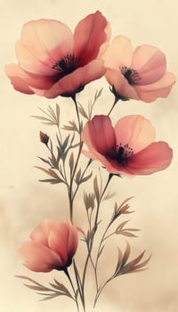 Vintage airy flowers on light background. Selective focus.