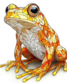 Illustration of a frog on a white background. Selective focus.