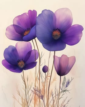 Vintage airy flowers on light background. Selective focus.