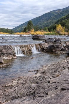 Small cascades on the Kootenai river by the Kootenai Falls near Libby, Montana.
