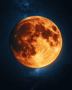 Fantastic supermoon on a dark sky background. Selective focus.