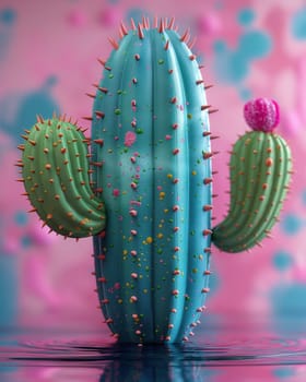 3d cactus on abstract background. Selective focus.