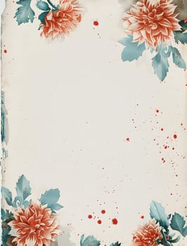 Elegant stationery features watercolor flowers adorned with red splashes