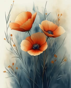 Vintage airy flowers on light background. Selective focus.