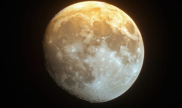 Fantastic supermoon on a dark sky background. Selective focus.