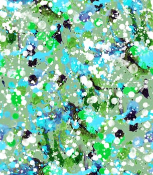 Seamless pattern with abstract creative blots and splashes painted with gouache for paint box design
