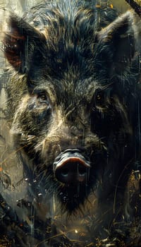 A closeup of a Canidae carnivore, possibly a dog breed, with a fur covering its terrestrial body standing in the woods, its snout pointed towards the camera
