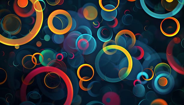 Vibrant abstract background with various circles in different sizes and colors.