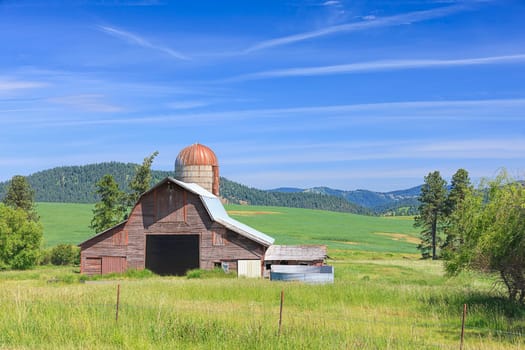 Barn and silo on highway 3 located near Harrison, Idaho.