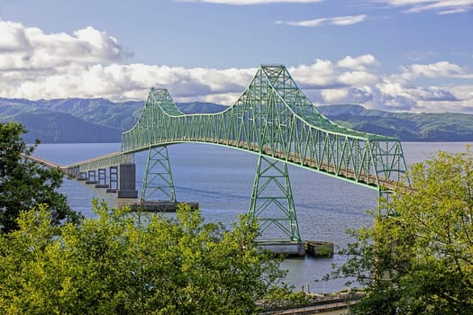 Astoria megler bridge that spans across the Columbia River in Astoria, Oregon.