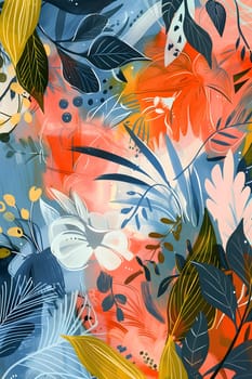 Bright and vibrant tropical foliage pattern, perfect for a decorative jungle background