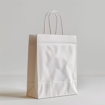 A rectangular paper bag with a twisted handle, designed in a creative arts style, is placed on a white table. The bag can be used for jewellery, fashion accessories, or as a metal luggage and bags